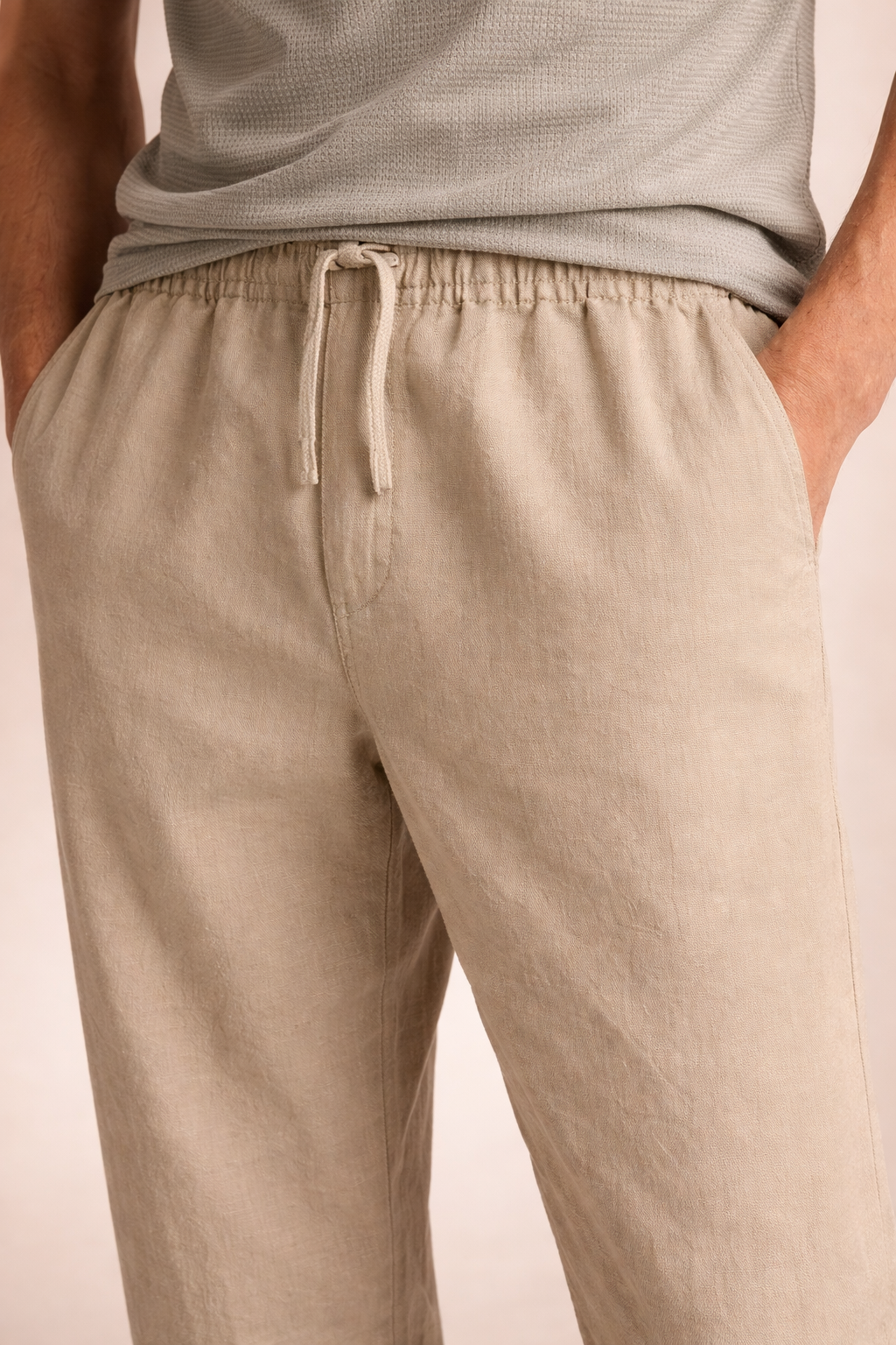 Men’s Home Lounge Pants with Drawstring Waist and Straight Leg