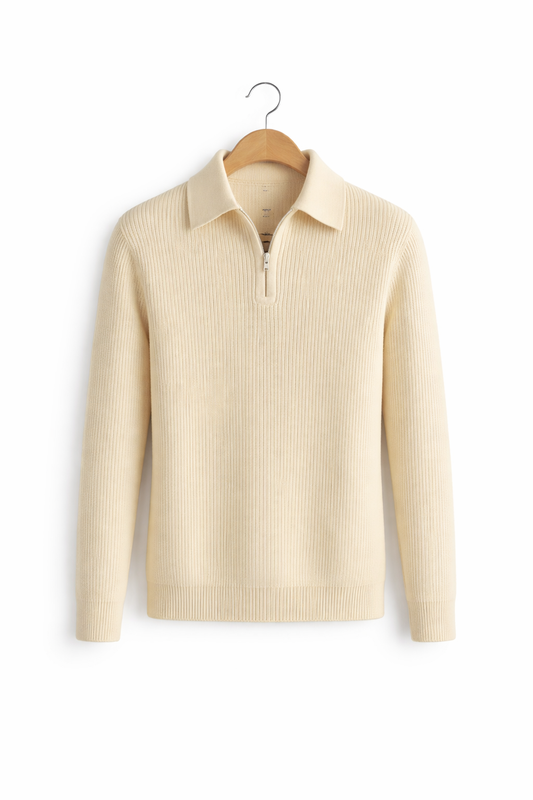 Men’s Ribbed Zip Collar Knit Shirt