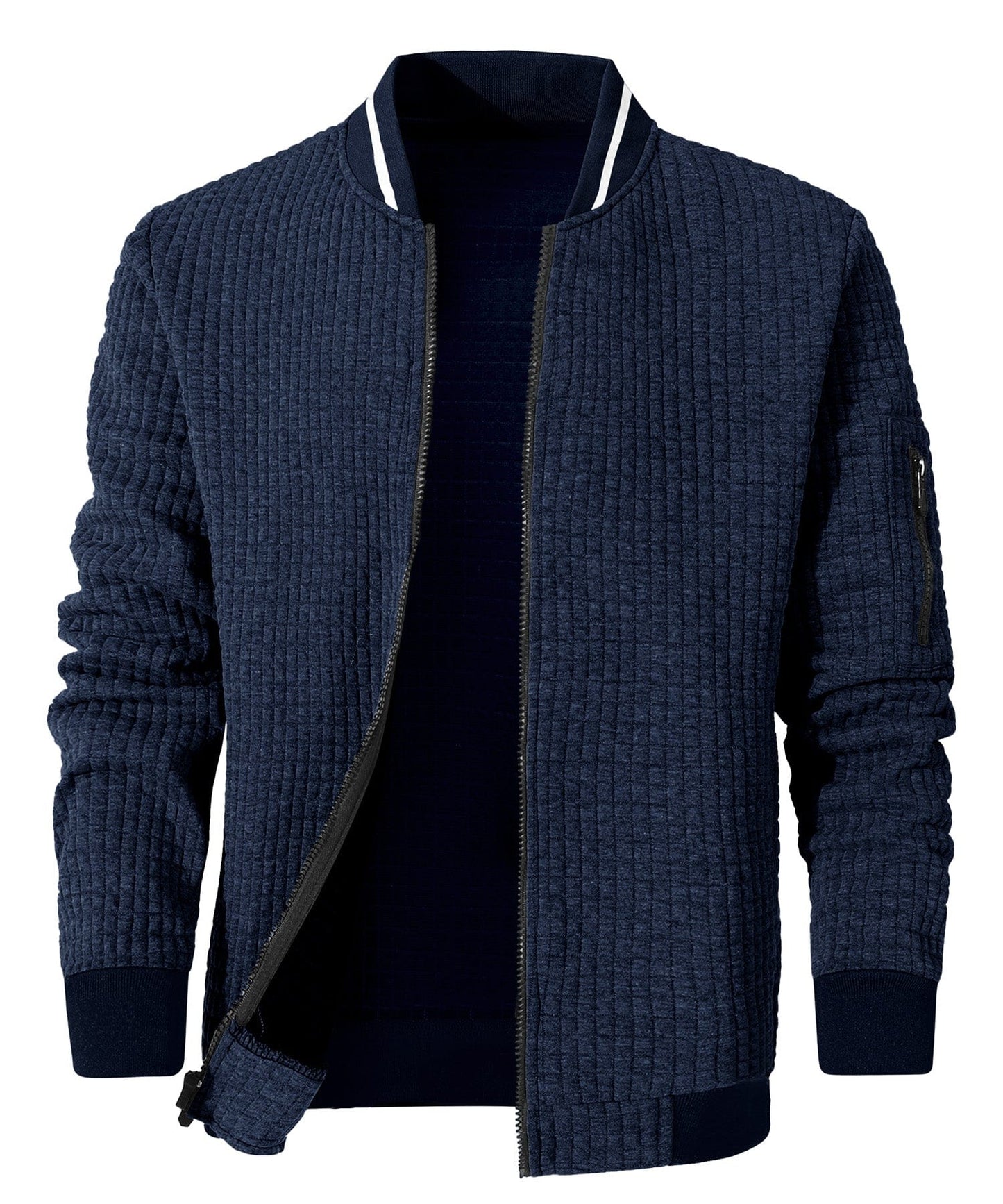 Textured Knit Bomber Jacket