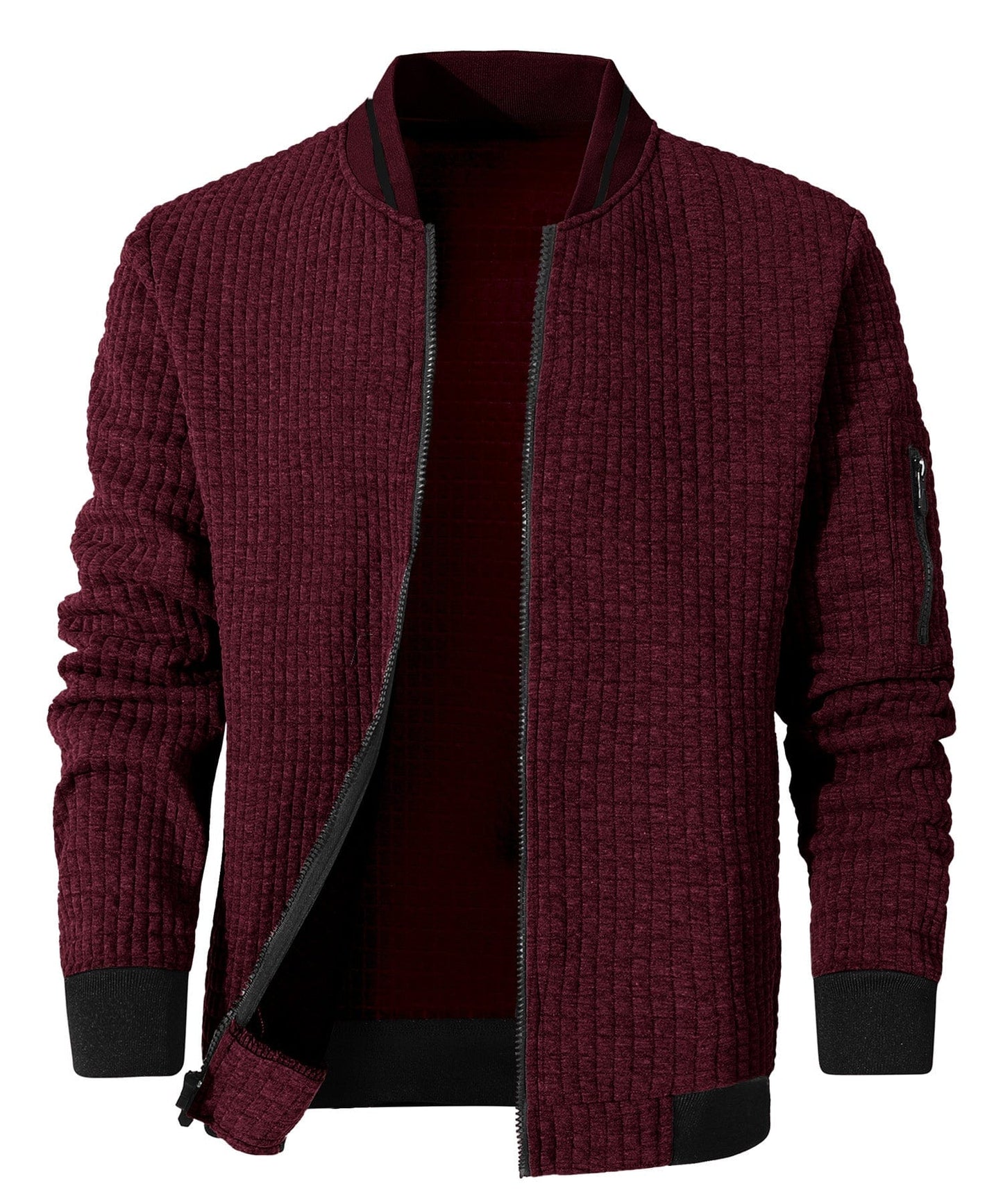 Textured Knit Bomber Jacket