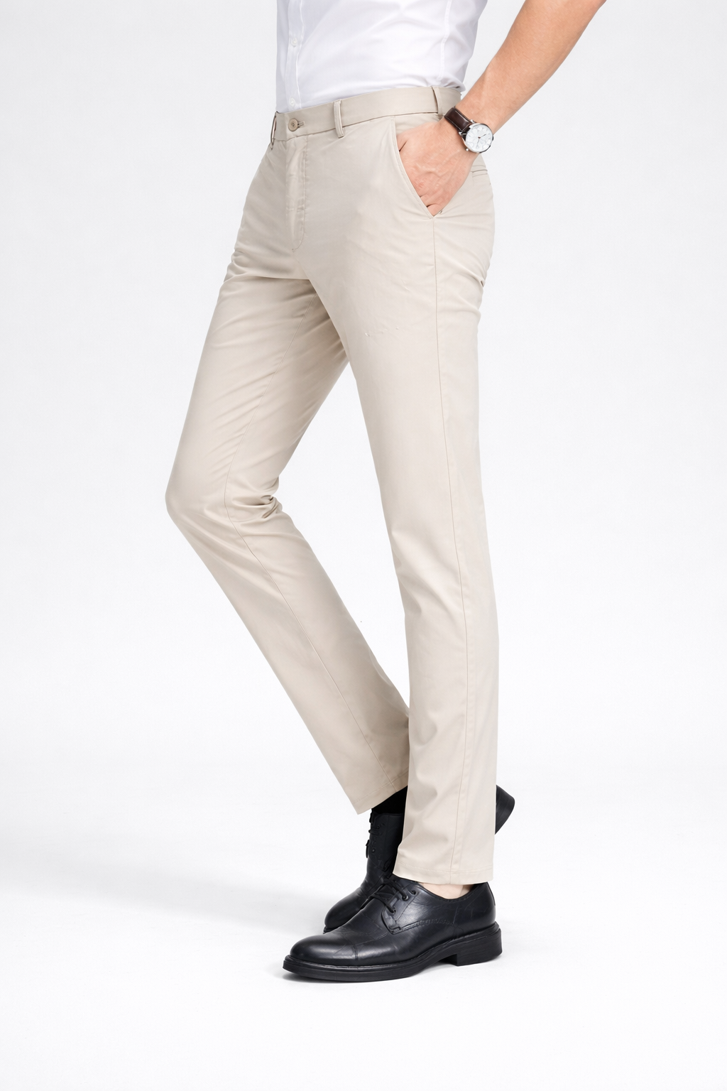 Straight Fit Stretch Tailored Dress Trousers