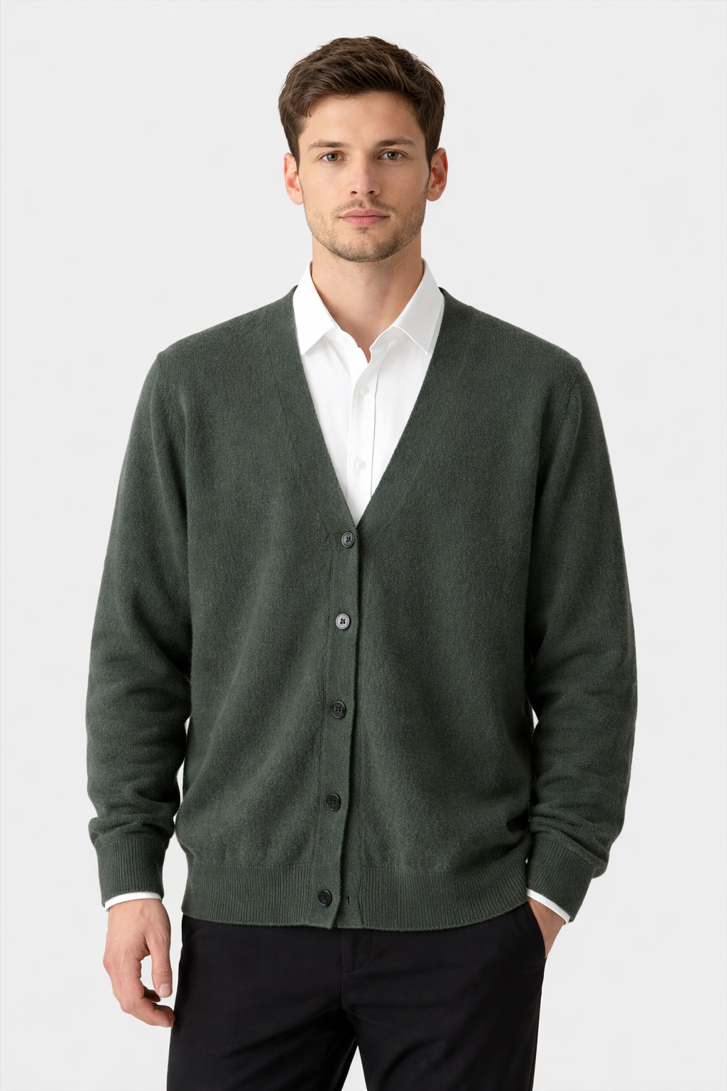 Men’s V Neck Knit Cardigan Sweater Button Front