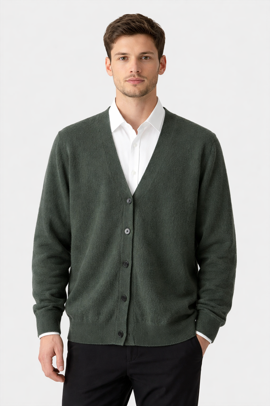 Men’s V Neck Knit Cardigan Sweater Button Front