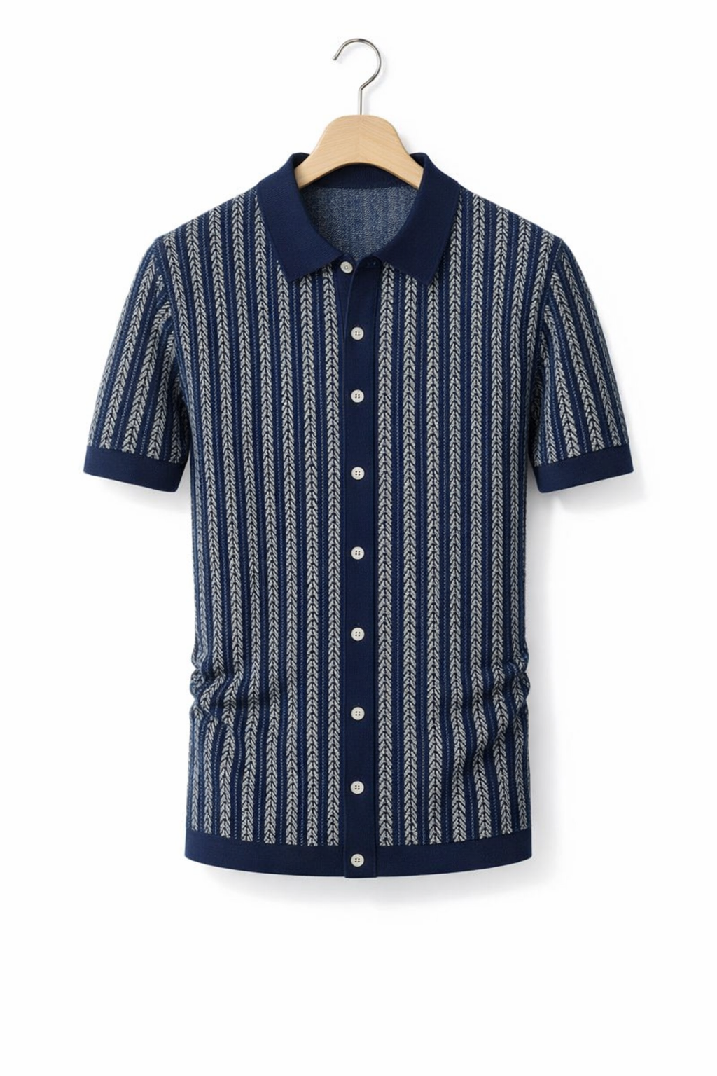 Chevron Jacquard Knit Polo Shirt