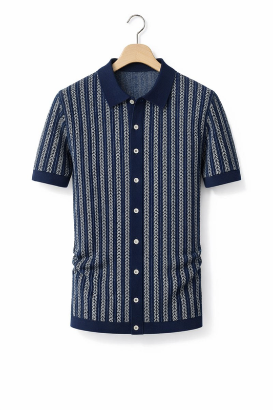 Chevron jacquard gebreide polo