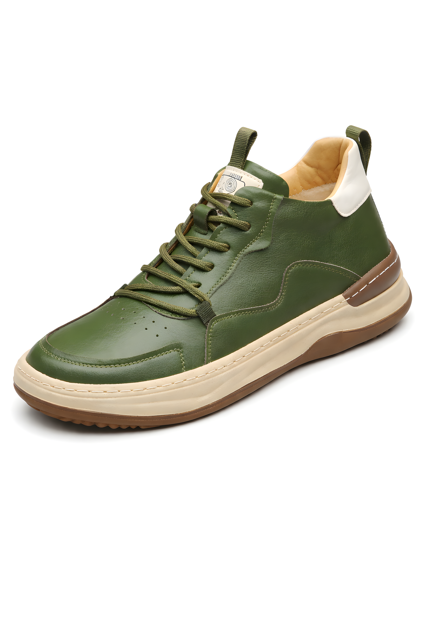 Italian Leather Panel Lace-Up Sneakers