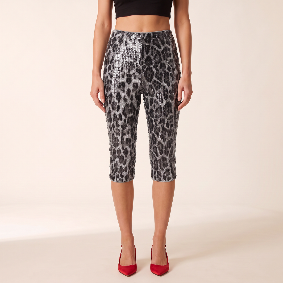 Karessa Luipaard Capri Broek met Pailletten
