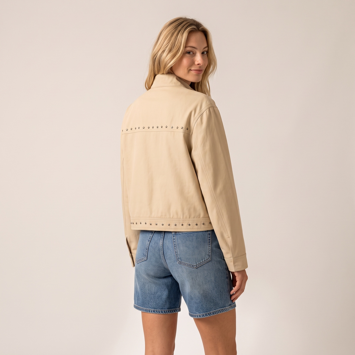 Kavira Kaki Jas met Stervormige Studs
