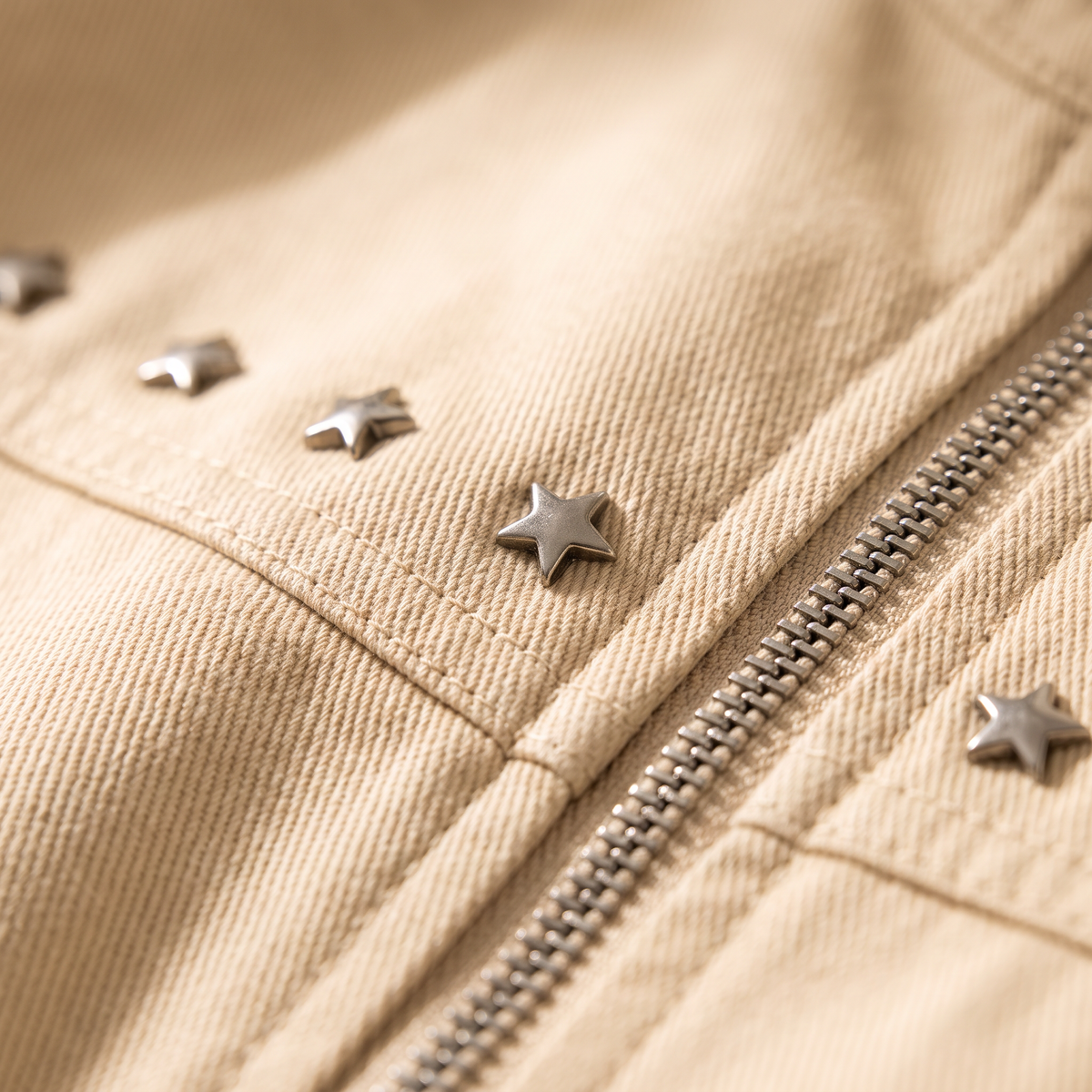 Kavira Kaki Jas met Stervormige Studs