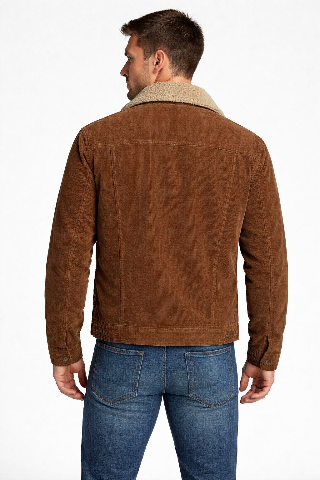 Men’s Corduroy Style Jacket with Sherpa Style Inner Lining