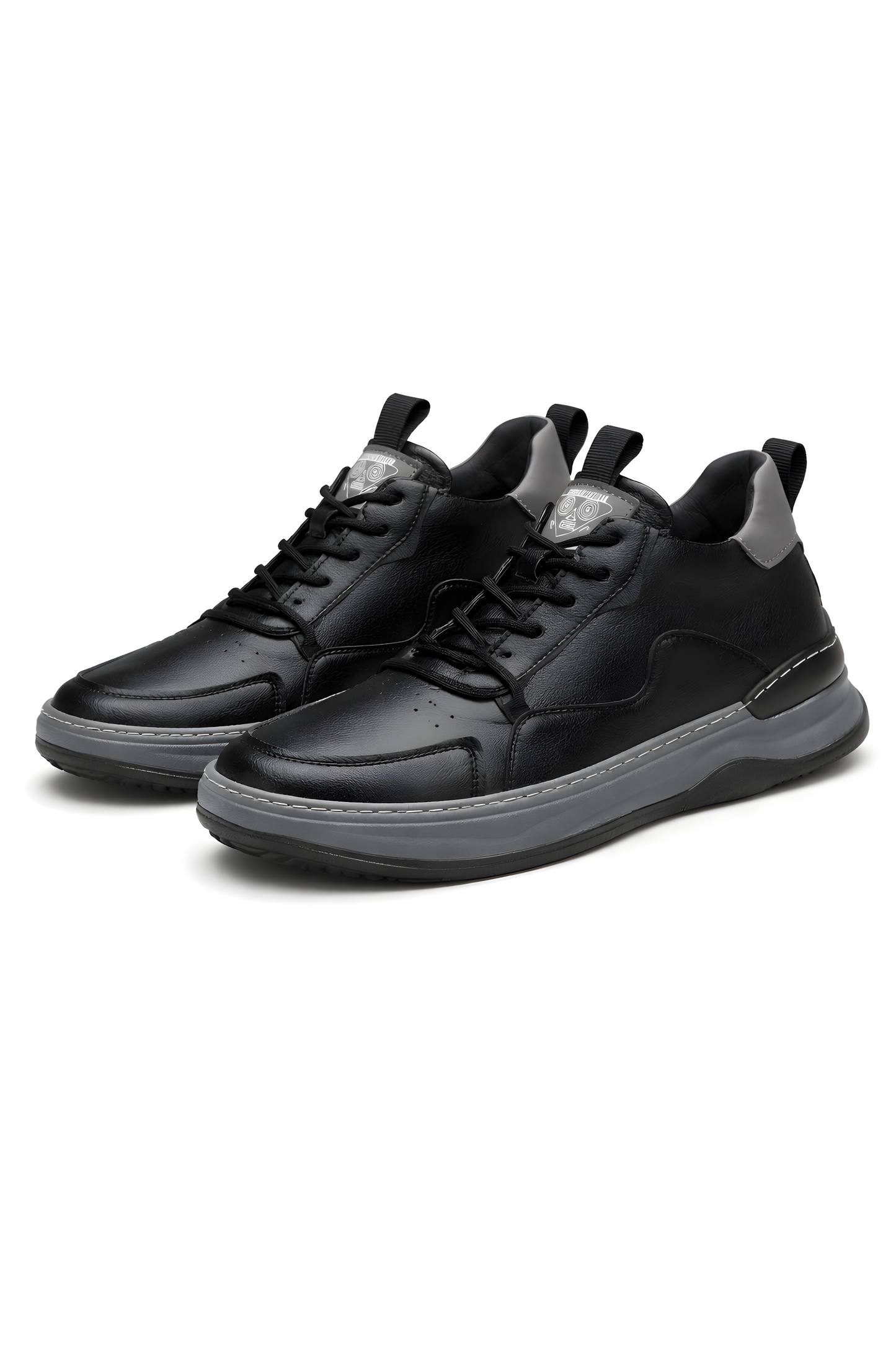 Italian Leather Panel Lace-Up Sneakers