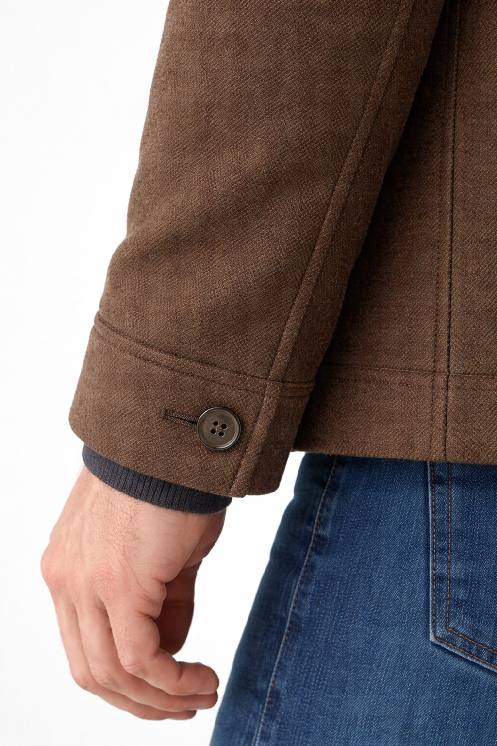 Men’s Wool Stand Collar City Jacket with Quilted Inner Layer