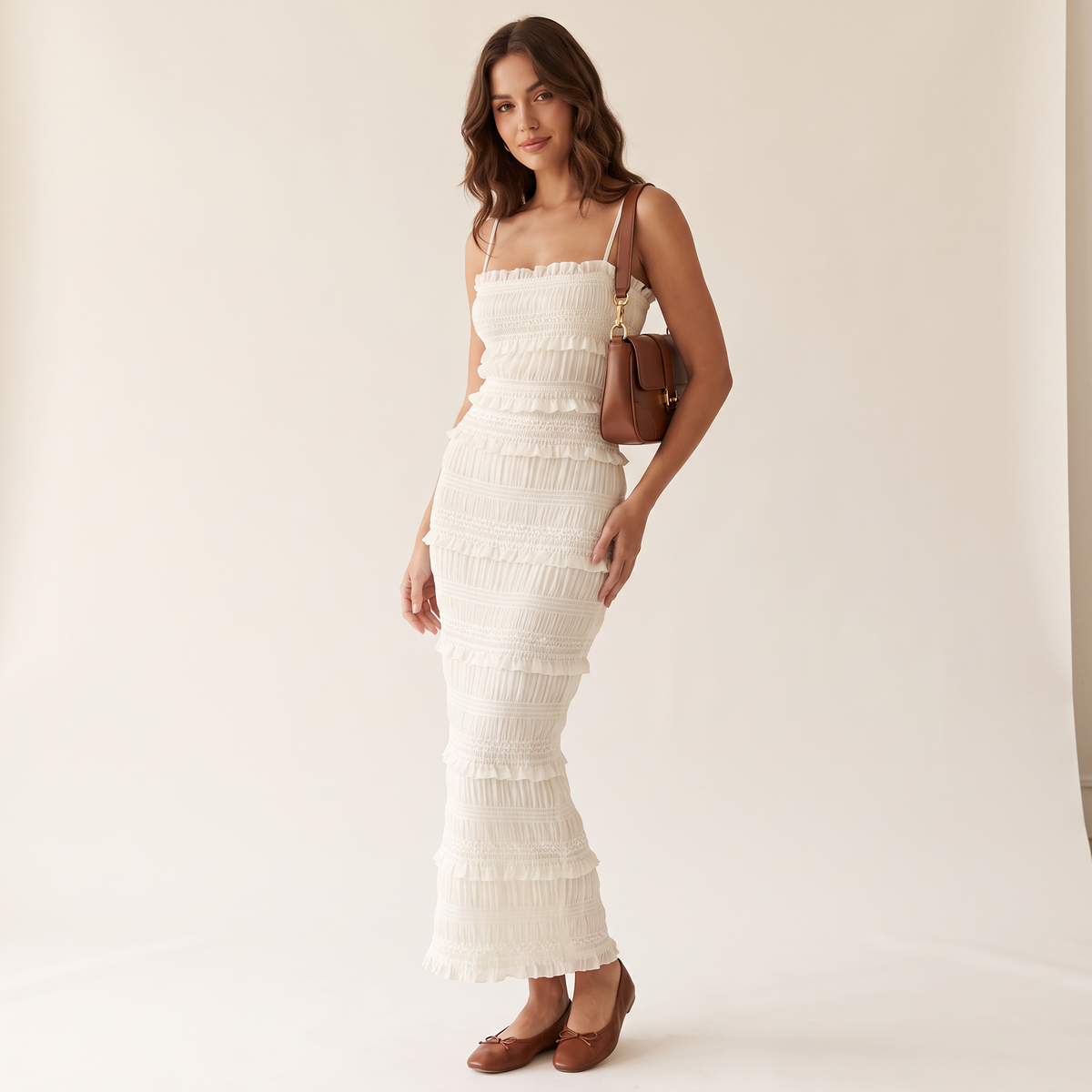 Lumera Ivoorwitte Maxi-Jurk met Ruches