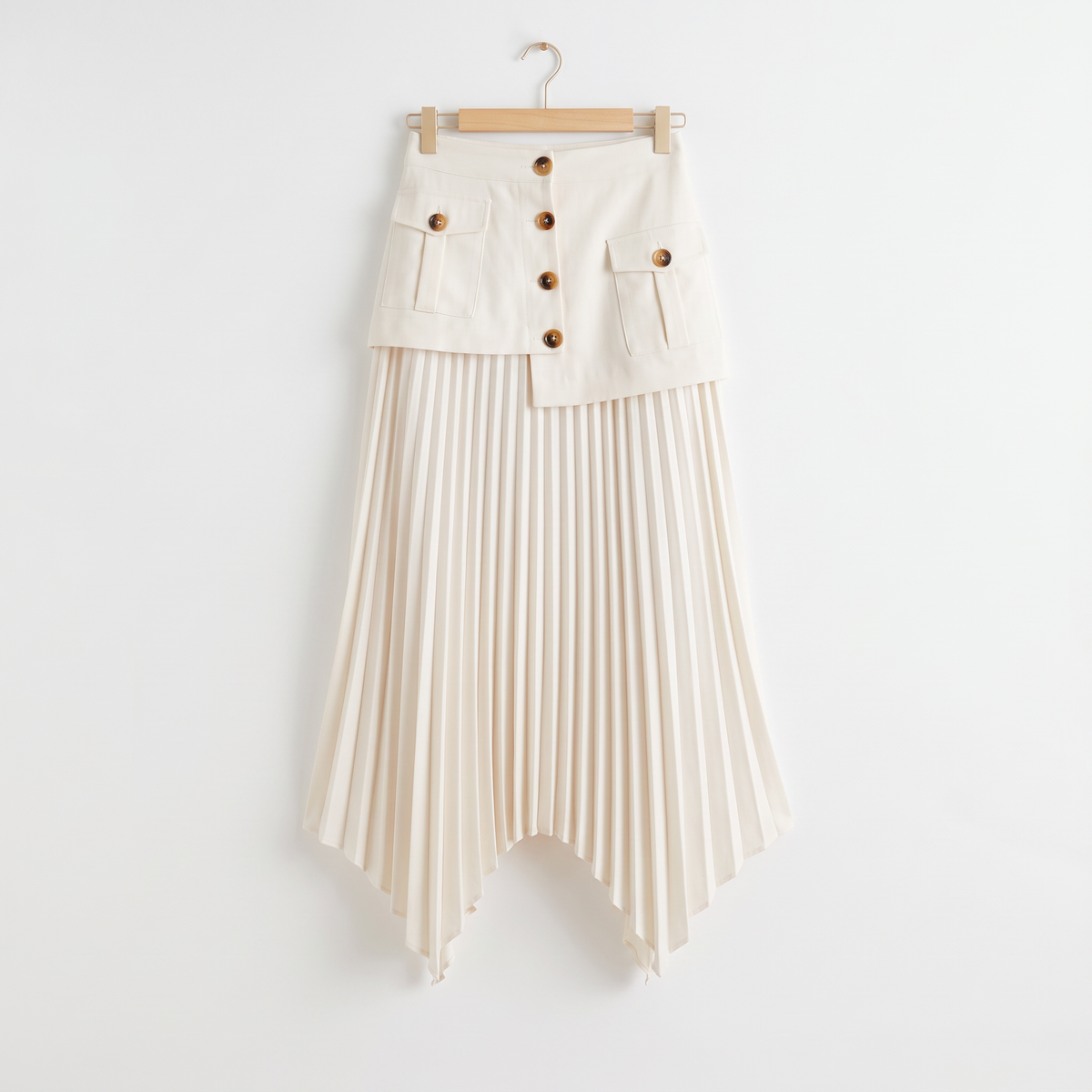 Lunessa geplooide asymmetrische maxi-rok