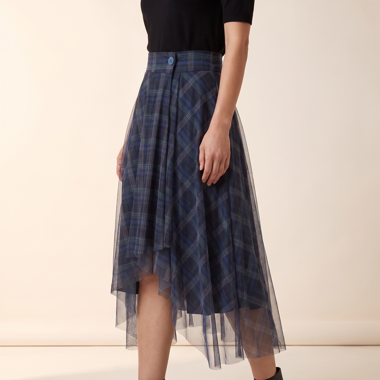 Iona asymmetrische geruite rok