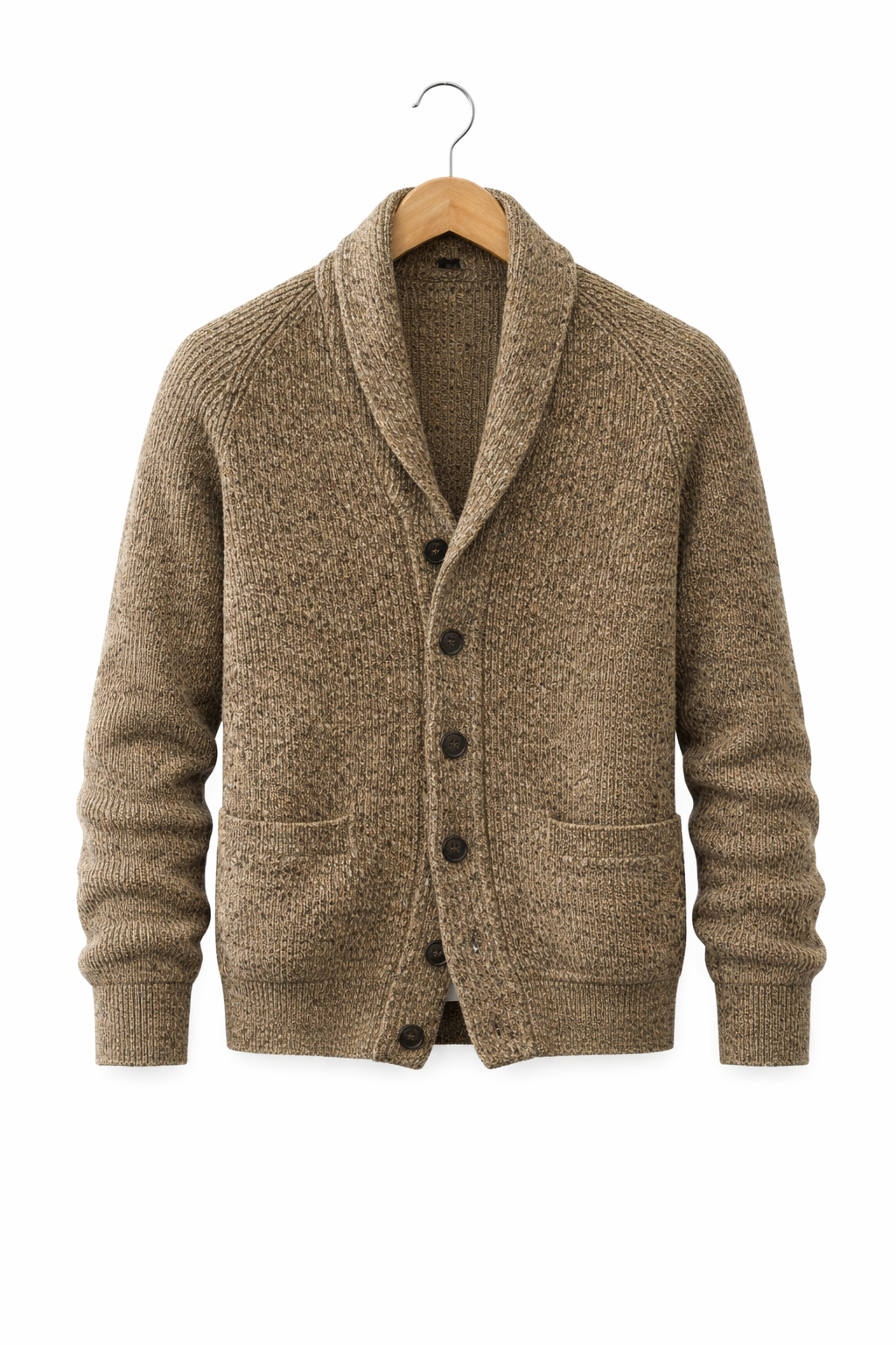Men’s Knit Cardigan Sweater with Shawl Collar