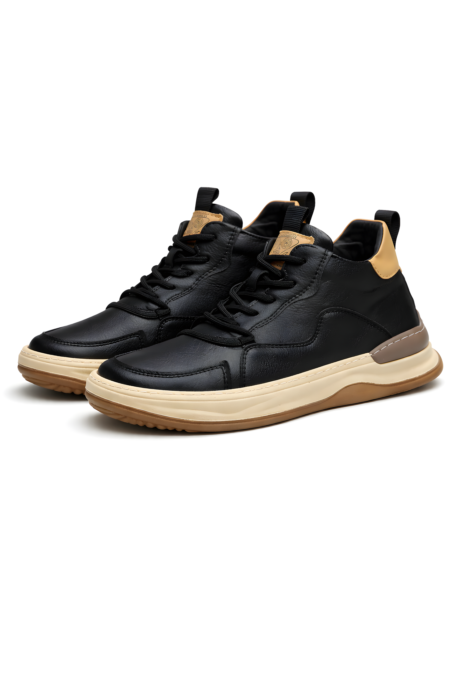Italian Leather Panel Lace-Up Sneakers