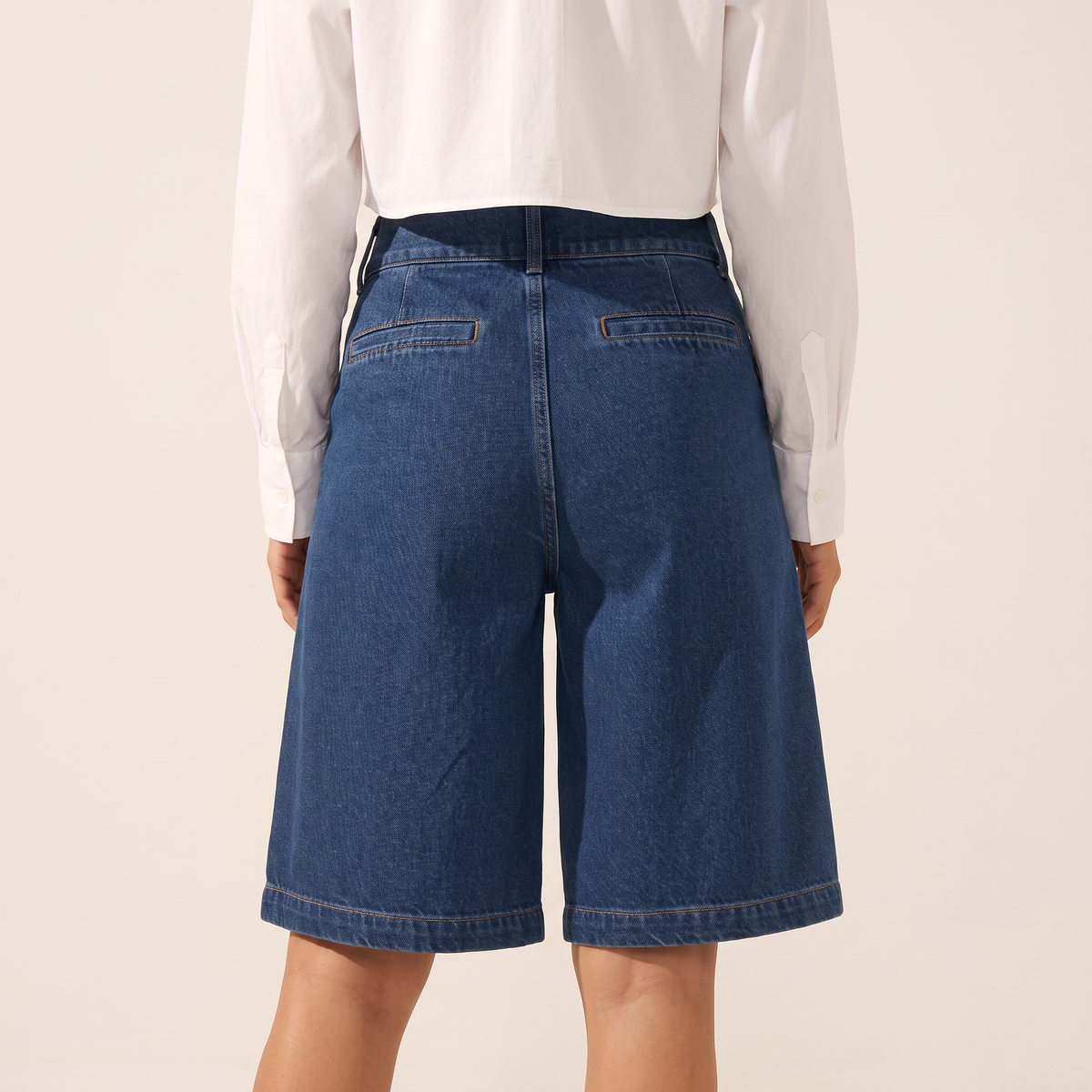 Maevra denim bermudashort met overslag