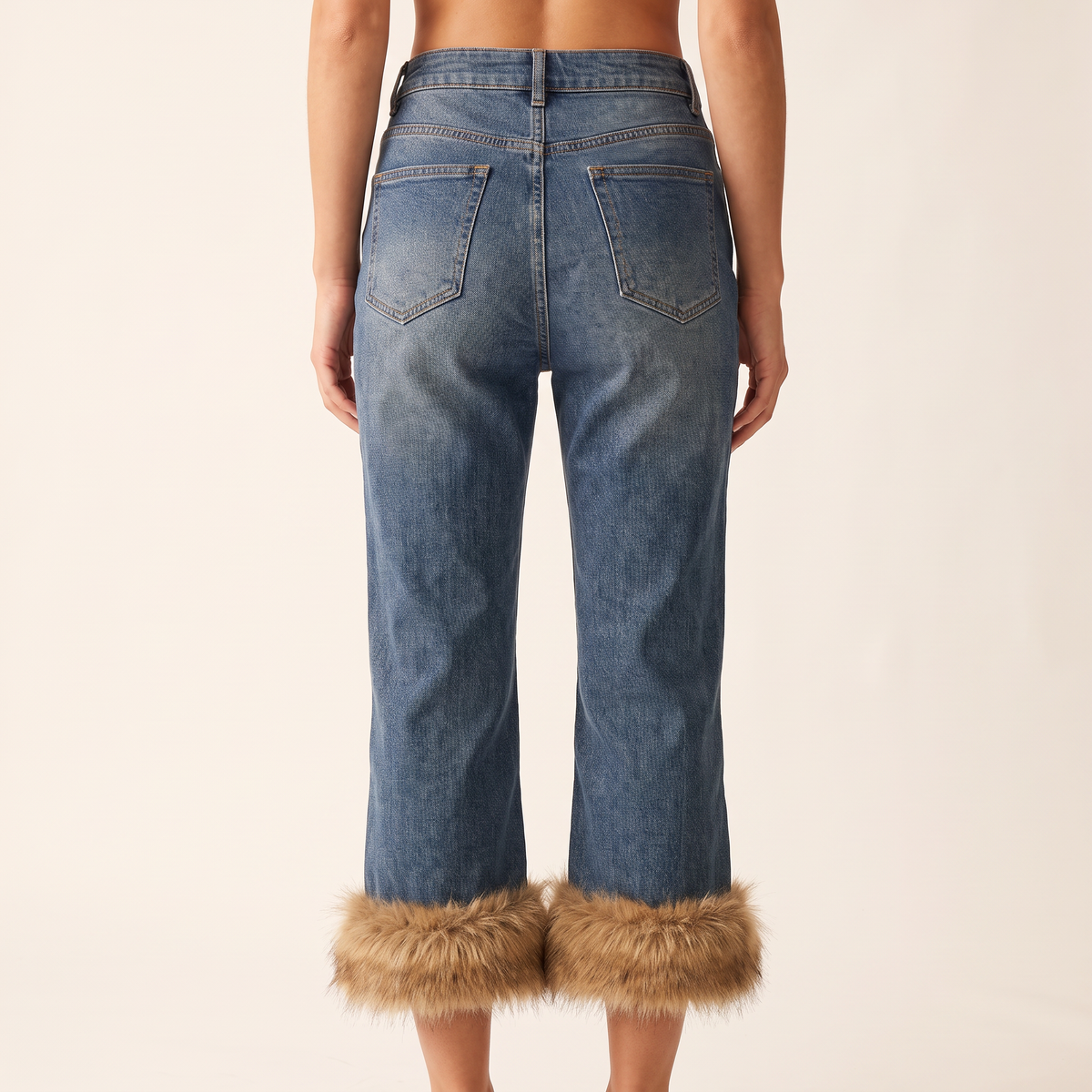 Marlena cropped jeans met harige zoomrand