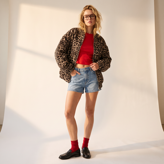Marzena bomberjack met luipaardprint