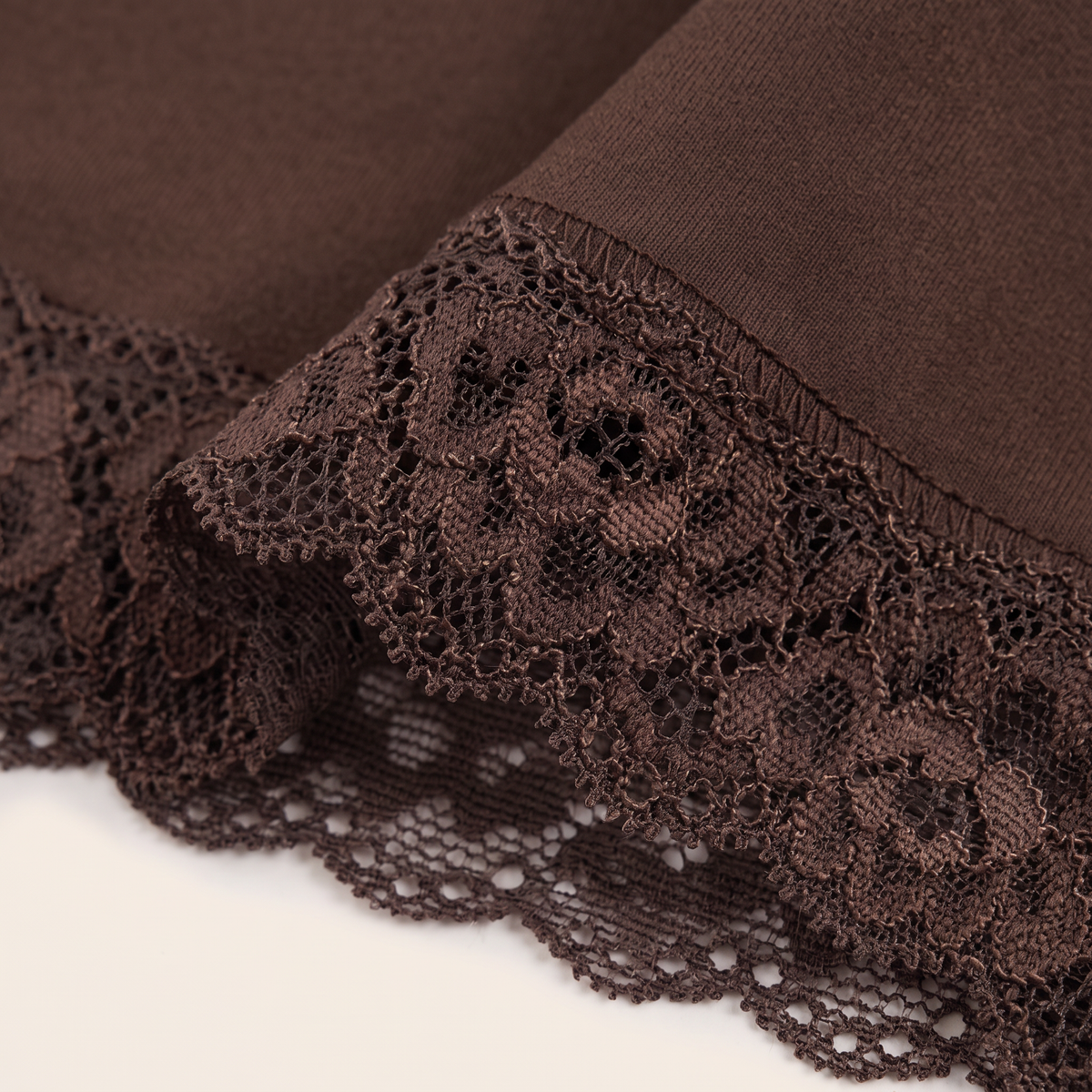 Melvanna Bruine Maxi-Rok met Kanten Rand