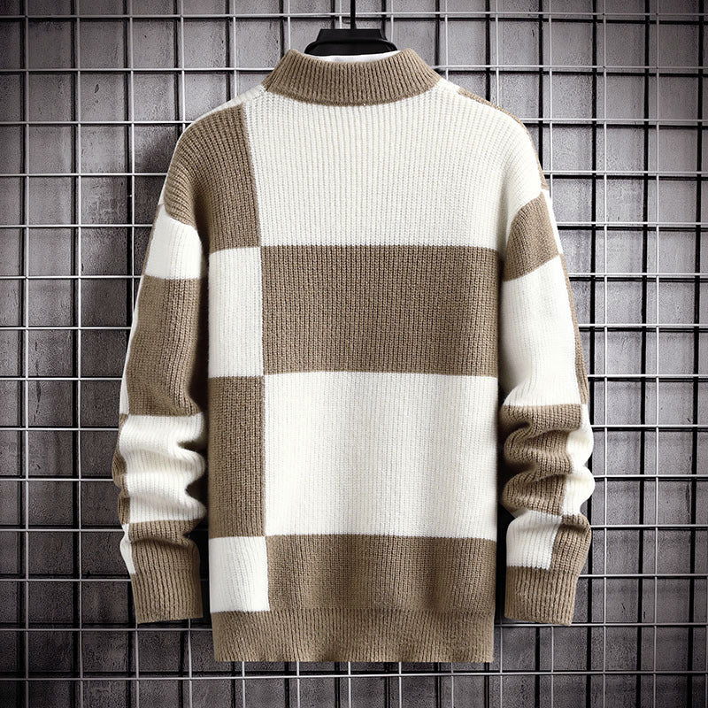Block Stripe Knit Crew Sweater