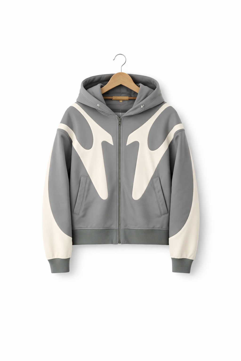 Contrast Panel Streetwear Zip Hoodie