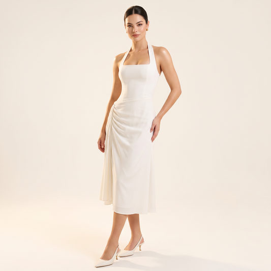 Miresta Witte Halter Maxi-Jurk
