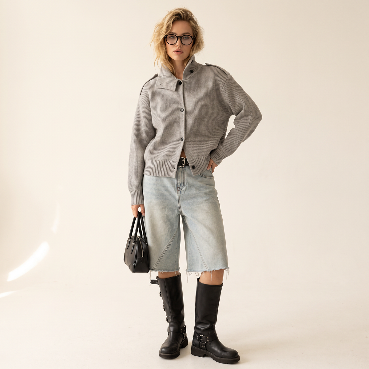 Miresta geribd vest met hoge kraag