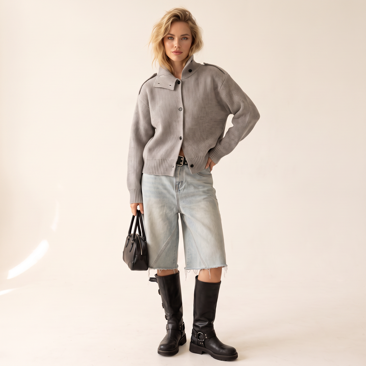 Miresta geribd vest met hoge kraag