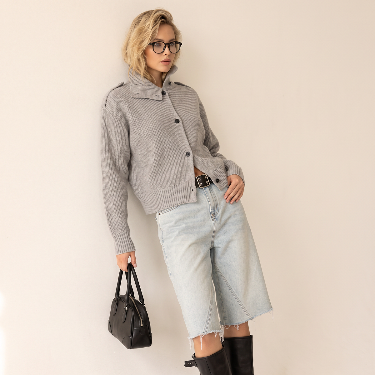 Miresta geribd vest met hoge kraag