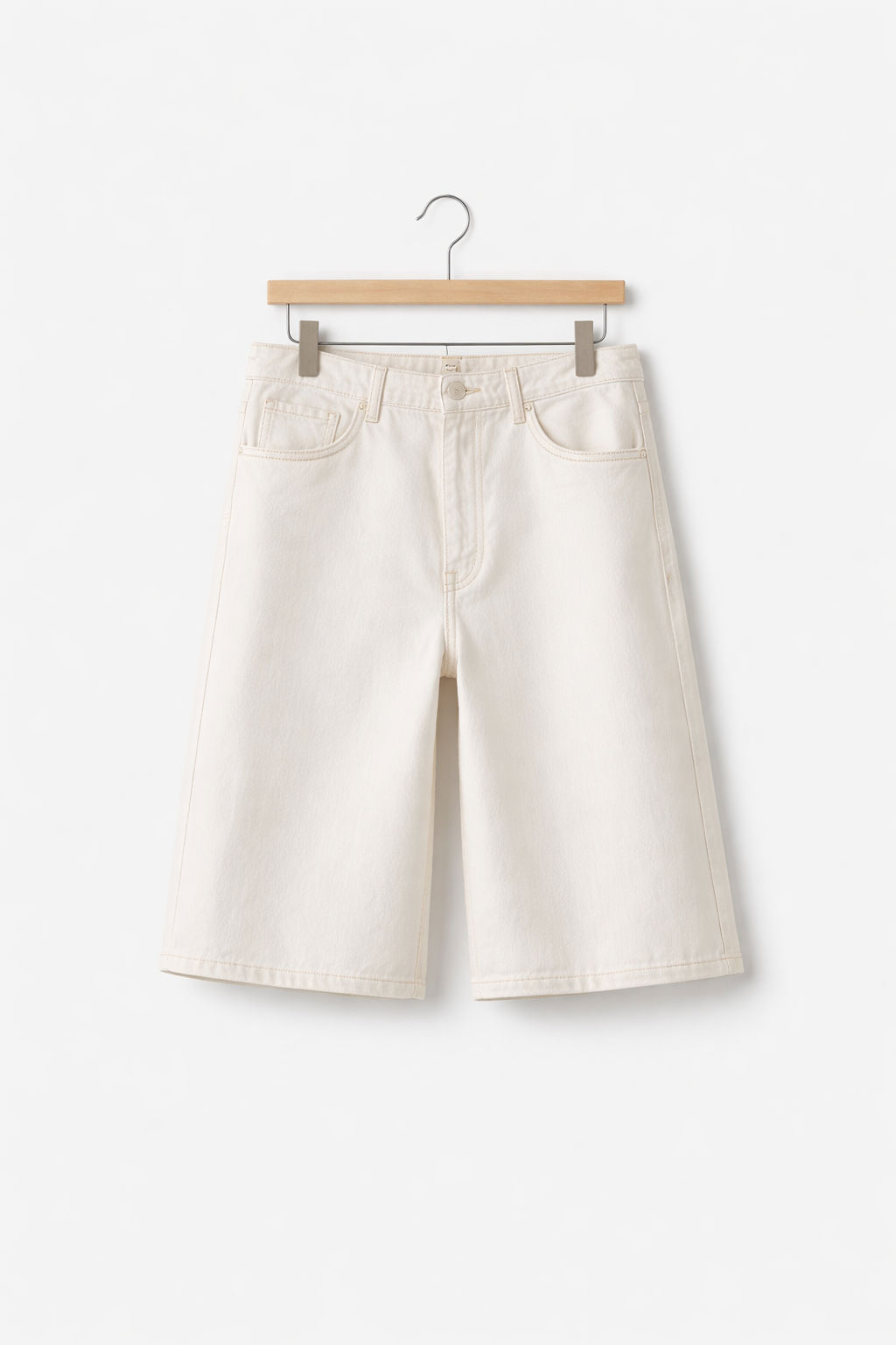 White Wide Leg Denim Jorts