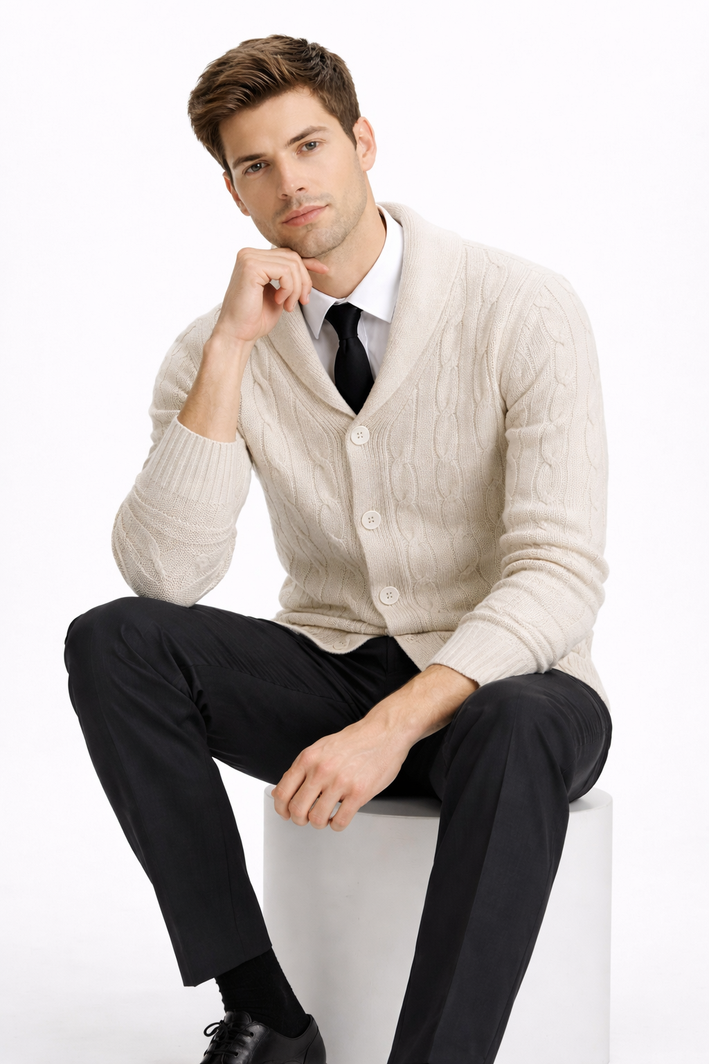 Men’s Cable Knit Button Cardigan