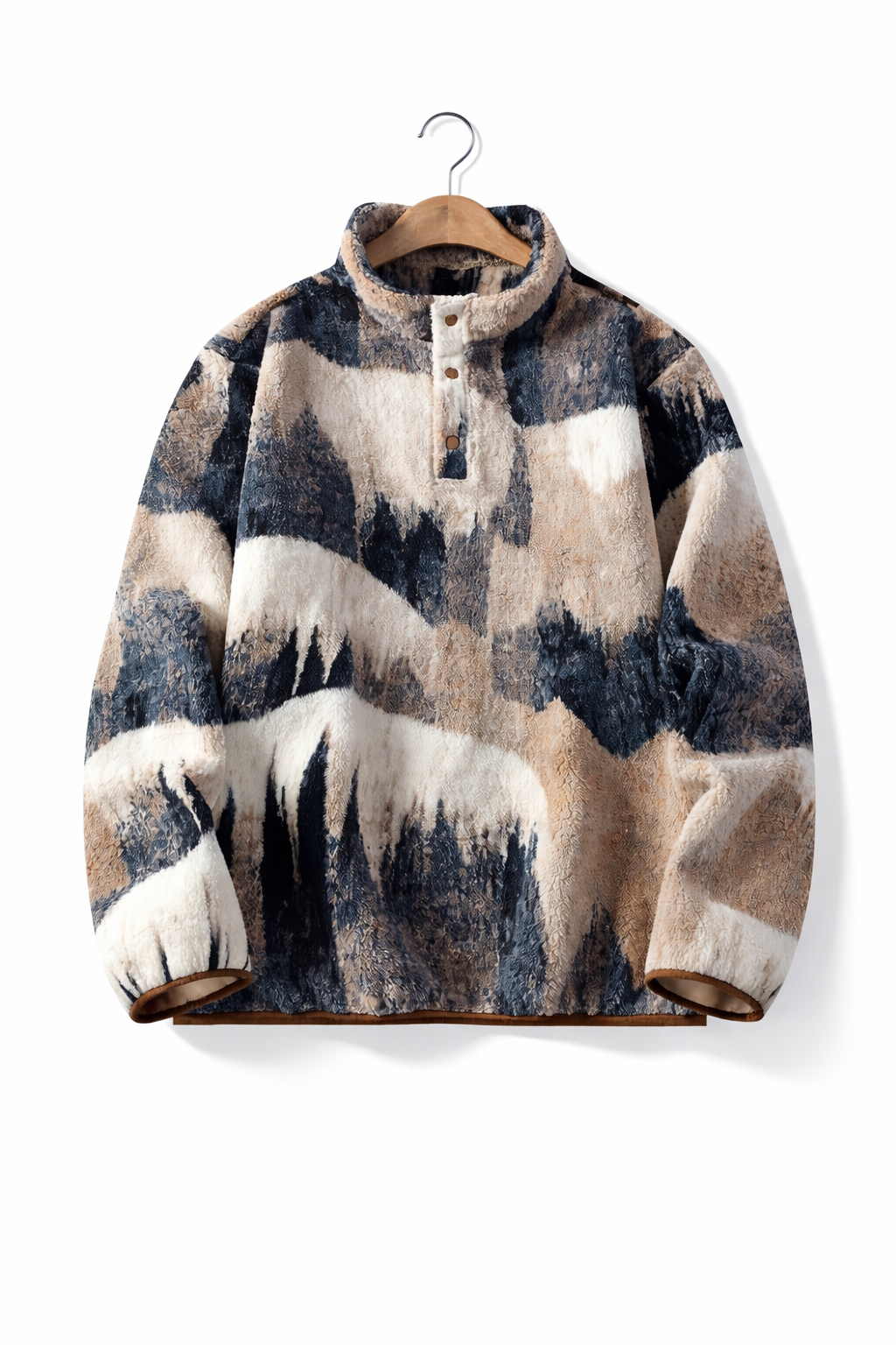Abstract Fleece Pullover Jacket