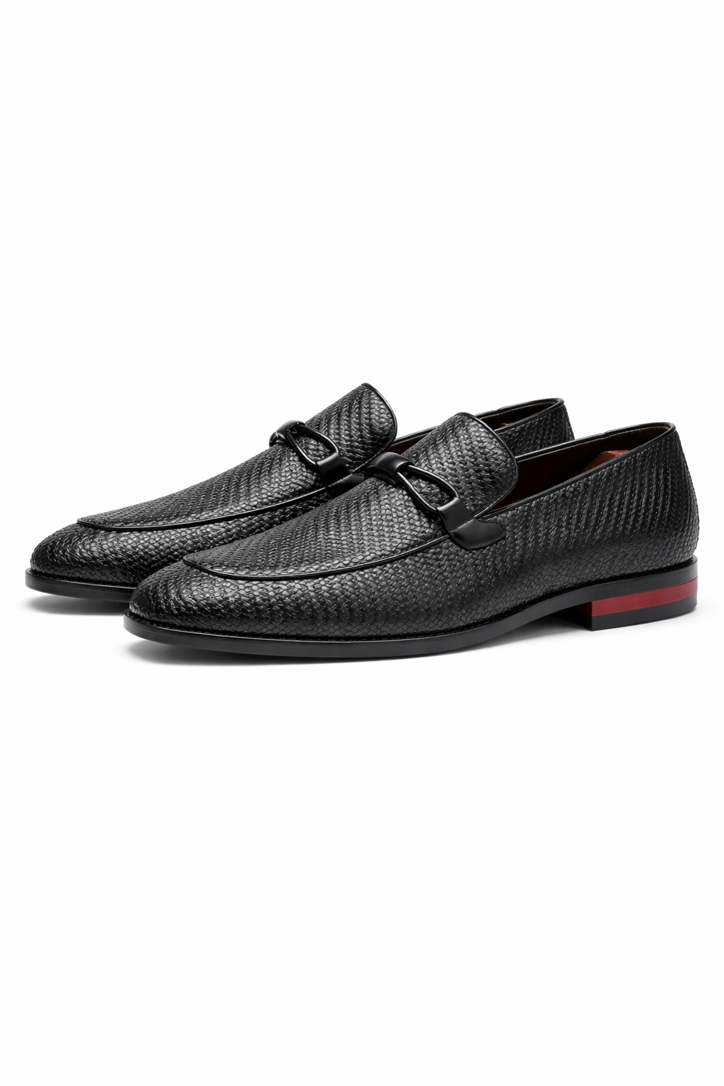 Textured Leather Horsebit Loafers
