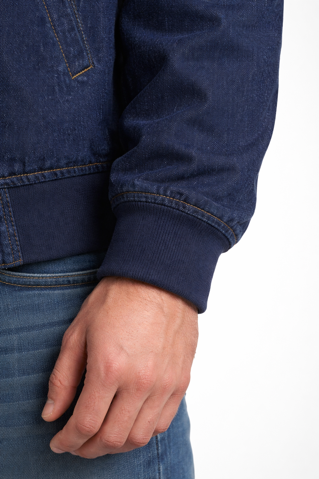 Men’s Zip Front Dark Denim Jacket for Urban Wear