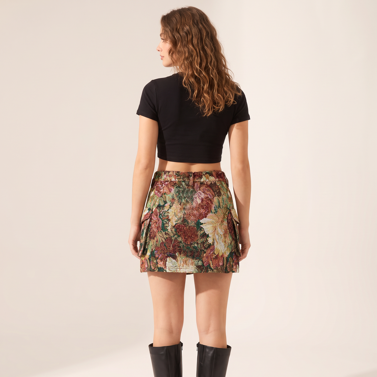 Bellara cargo-minirok met bloemenjacquard