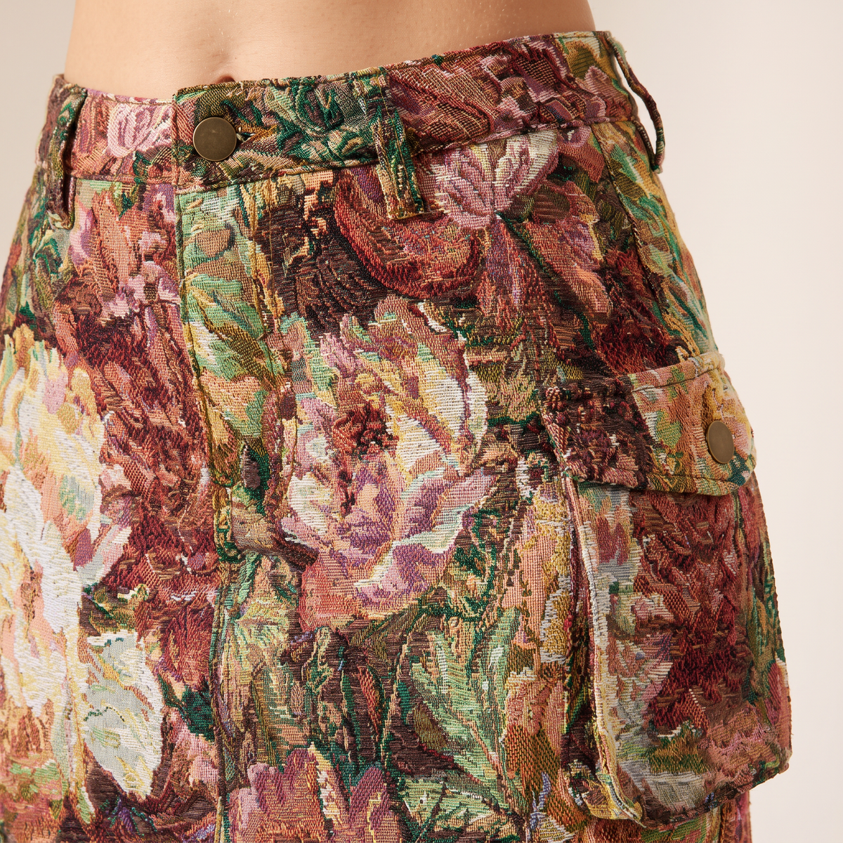 Bellara cargo-minirok met bloemenjacquard