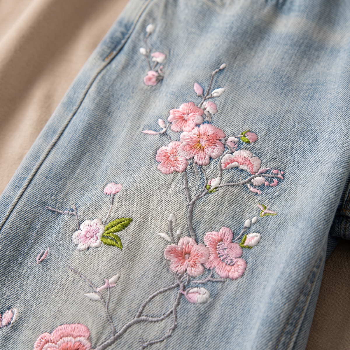 Rosenda jeans met wijde pijpen en bloemenborduursel