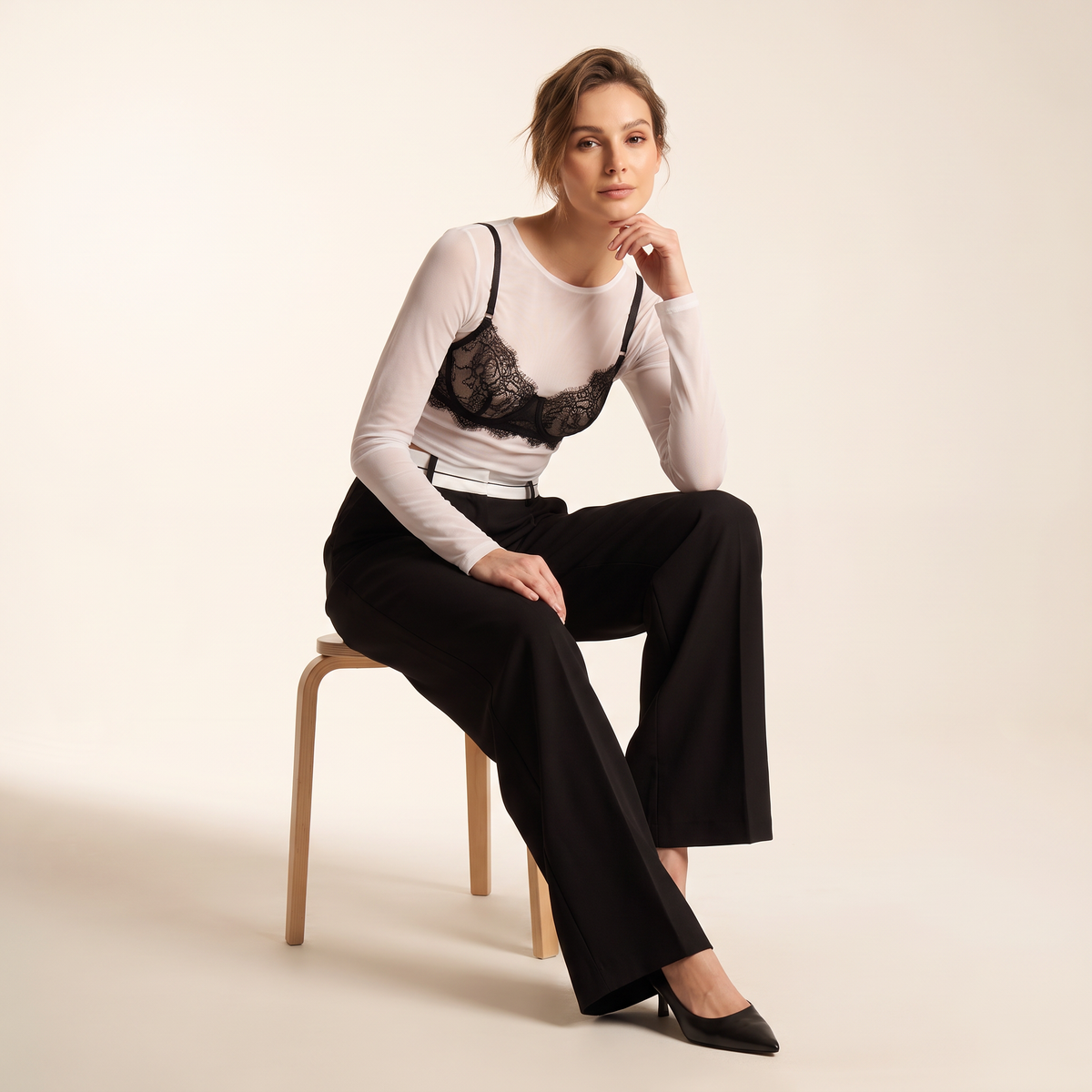 Nerelle wijde broek met contrasterende tailleband