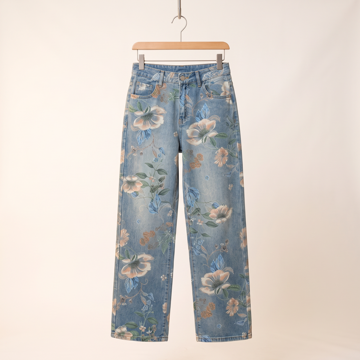 Nimara Jeans met Bloemenprint en Wijde Pijpen
