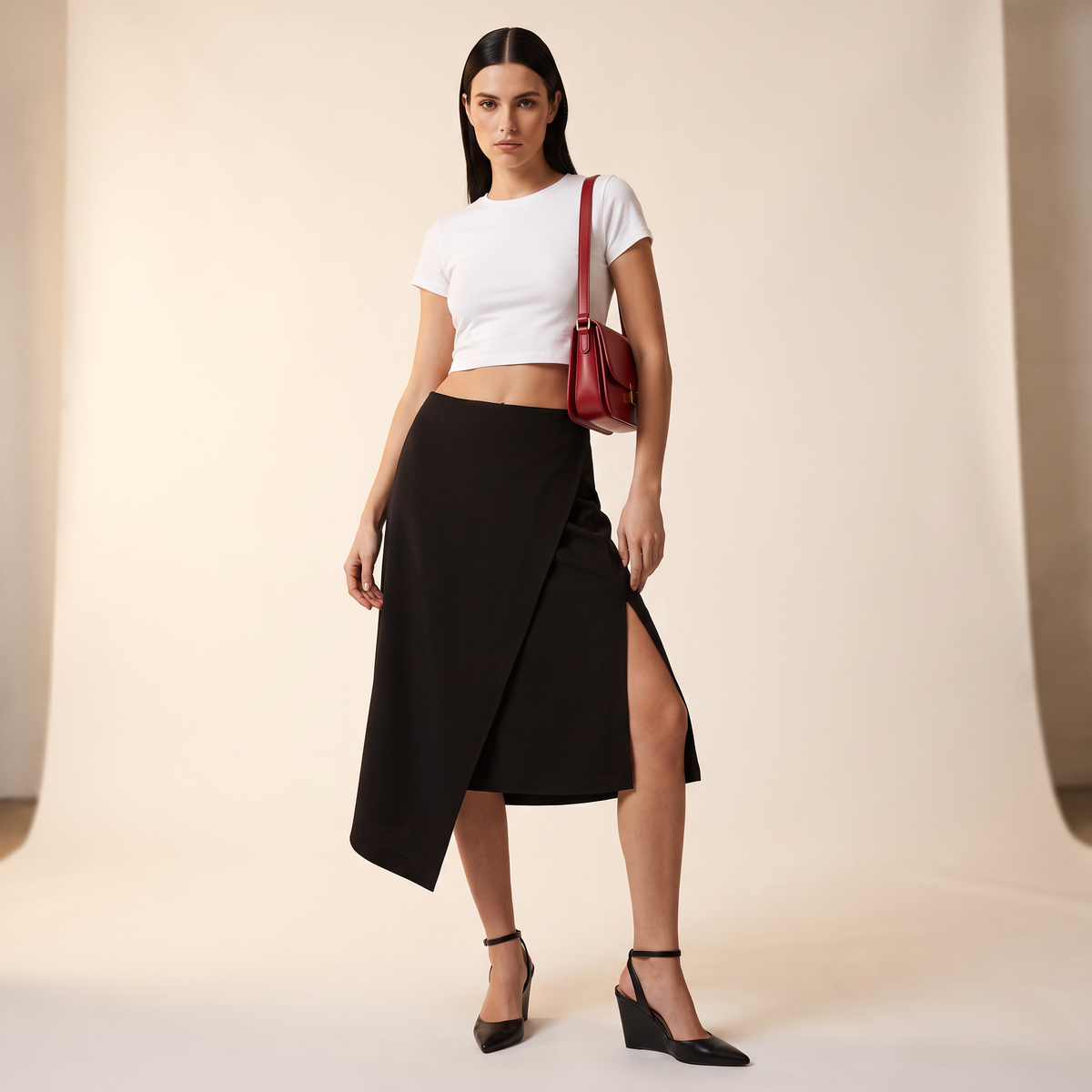 Nivelle asymmetrische midi-rok