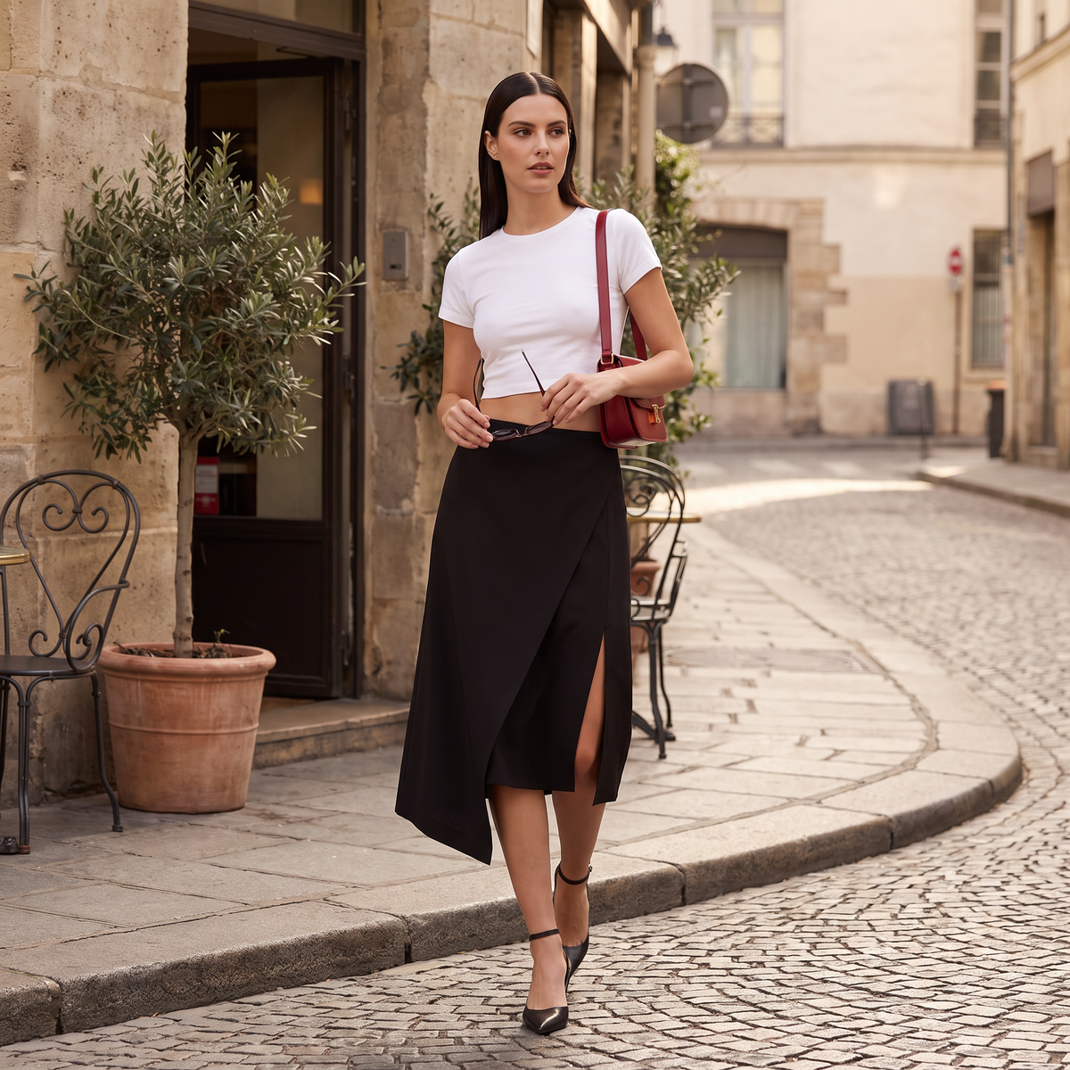 Nivelle asymmetrische midi-rok