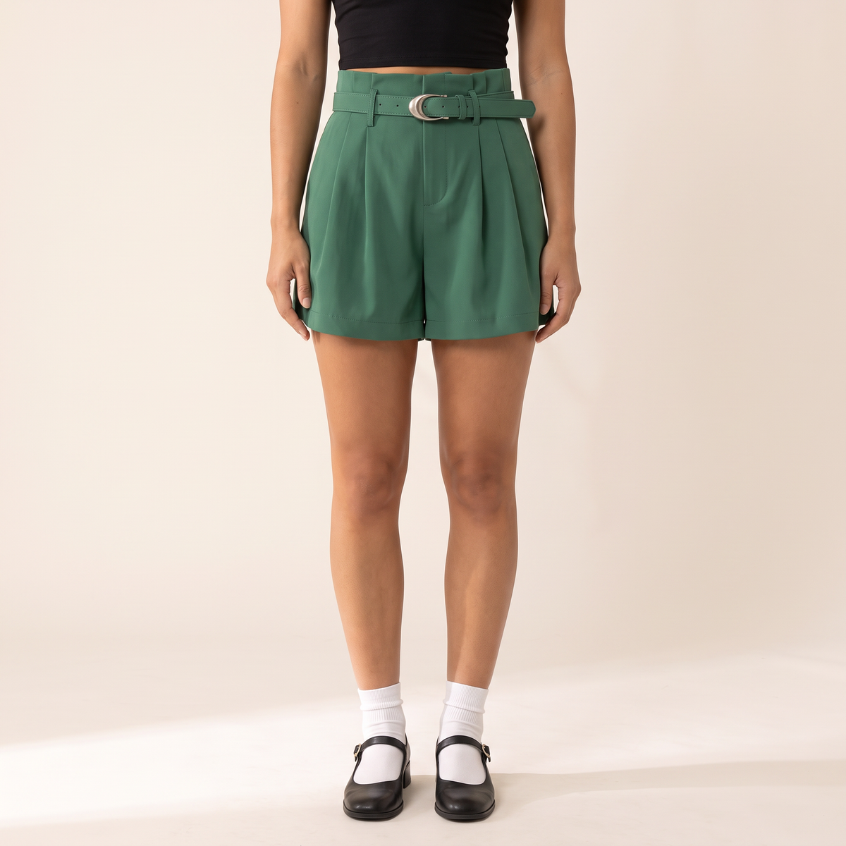 Noreva geplooide short met ceintuur