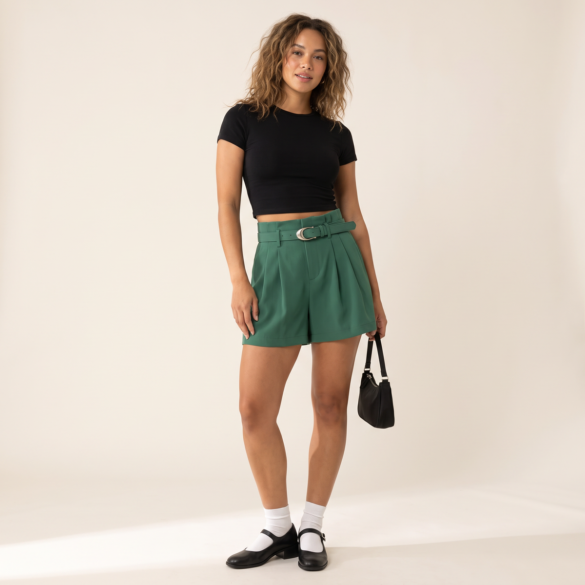 Noreva geplooide short met ceintuur