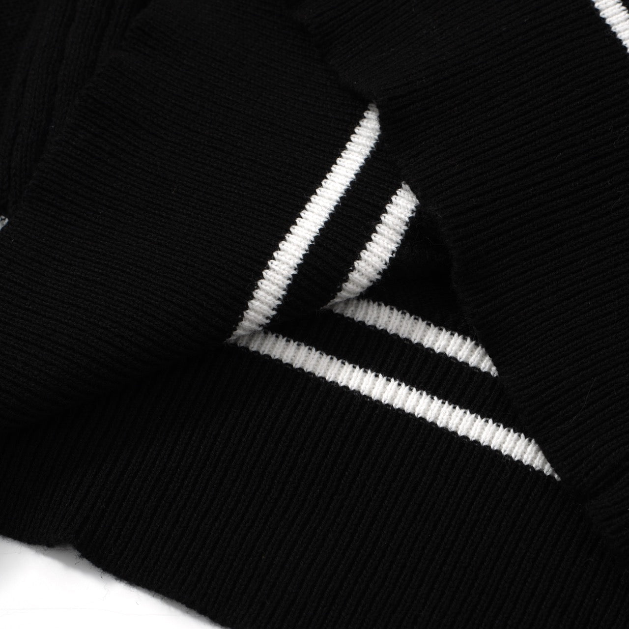 Men’s Black Knit Short Sleeve Polo Shirt With Textured Pattern