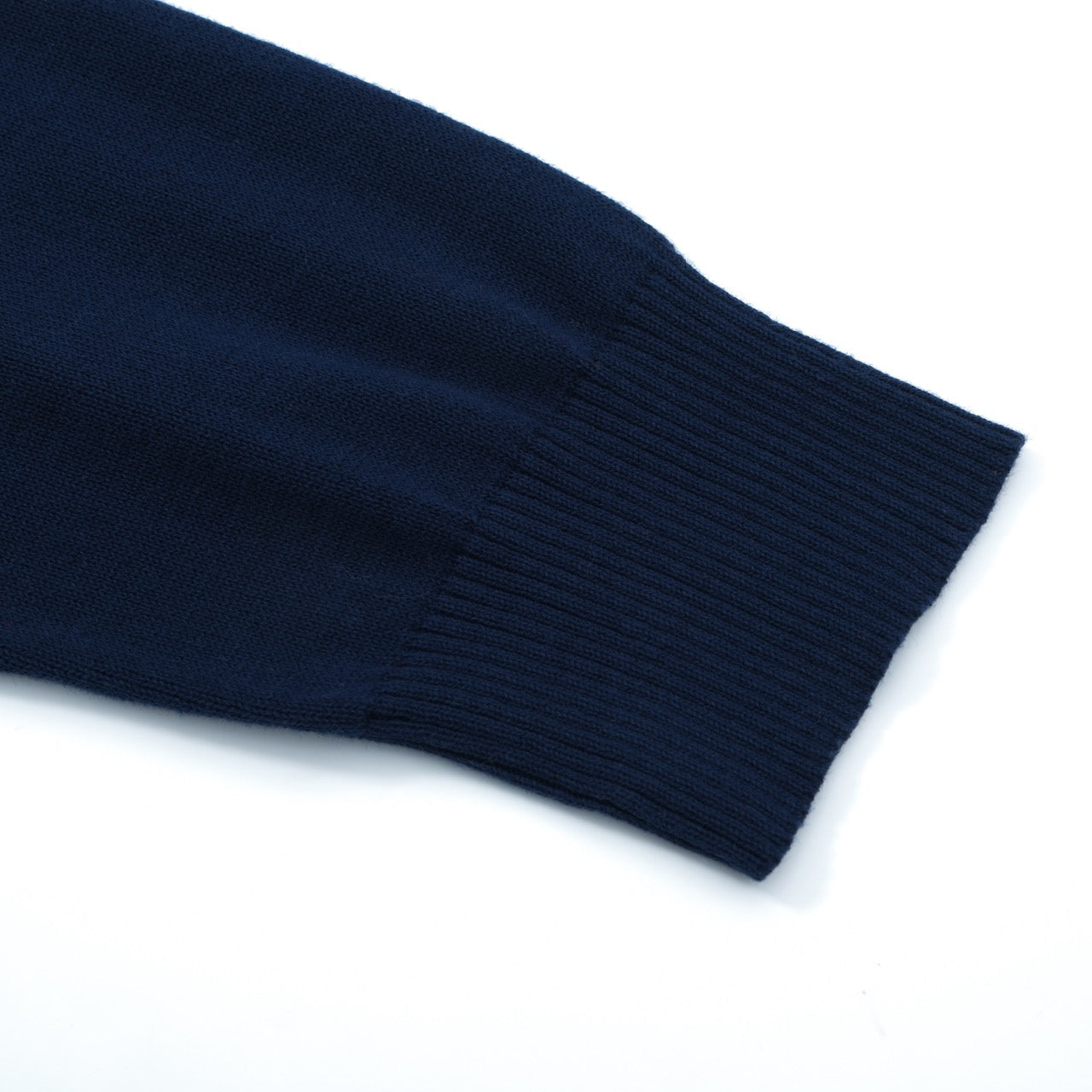 Men’s Navy Knitted Zip Front Long Sleeve Shirt With Contrast Stripe