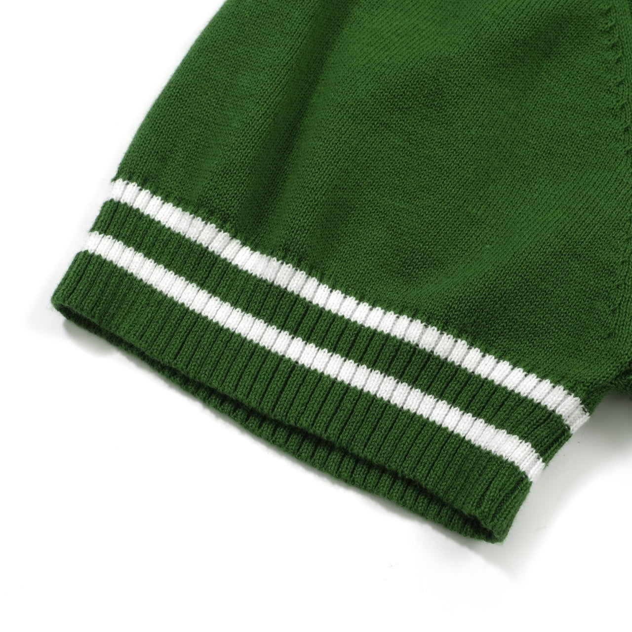 Men’s Green Knitted Polo Shirt With Button Placket Ribbed Collar