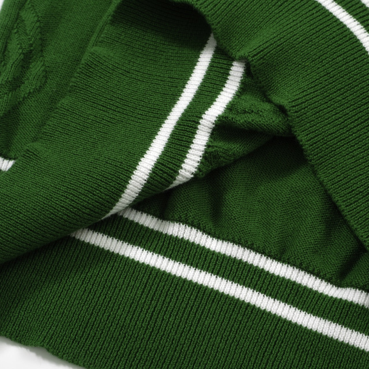 Men’s Green Knitted Polo Shirt With Button Placket Ribbed Collar