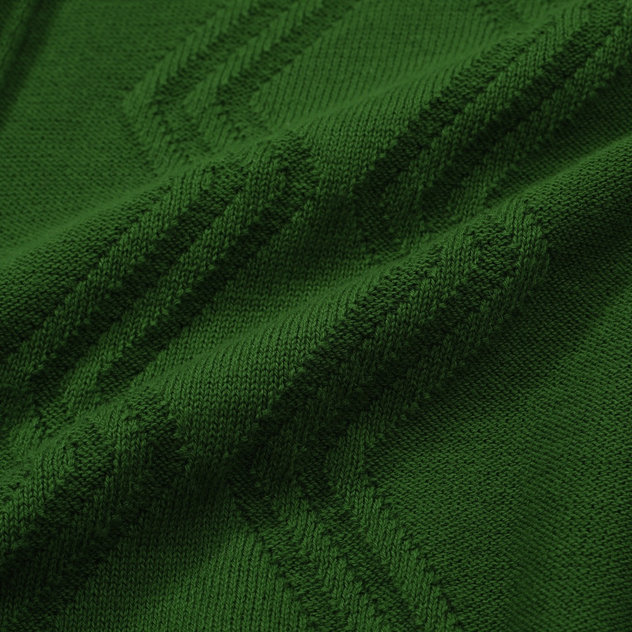 Men’s Green Knitted Polo Shirt With Button Placket Ribbed Collar
